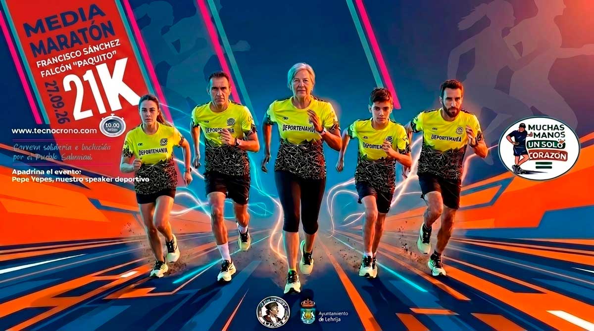 Corredores participando en la Media Maratón Francisco Sánchez Falcón Paquito en Lebrija