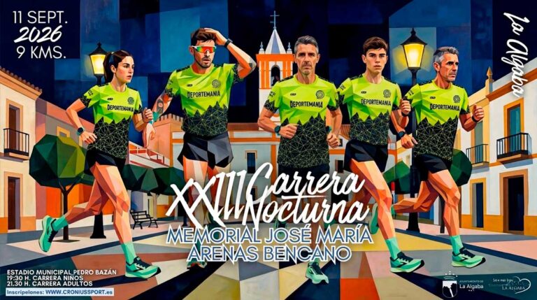 Corredores participando en la XXIII Carrera Nocturna de La Algaba Memorial José María Arenas Bencano